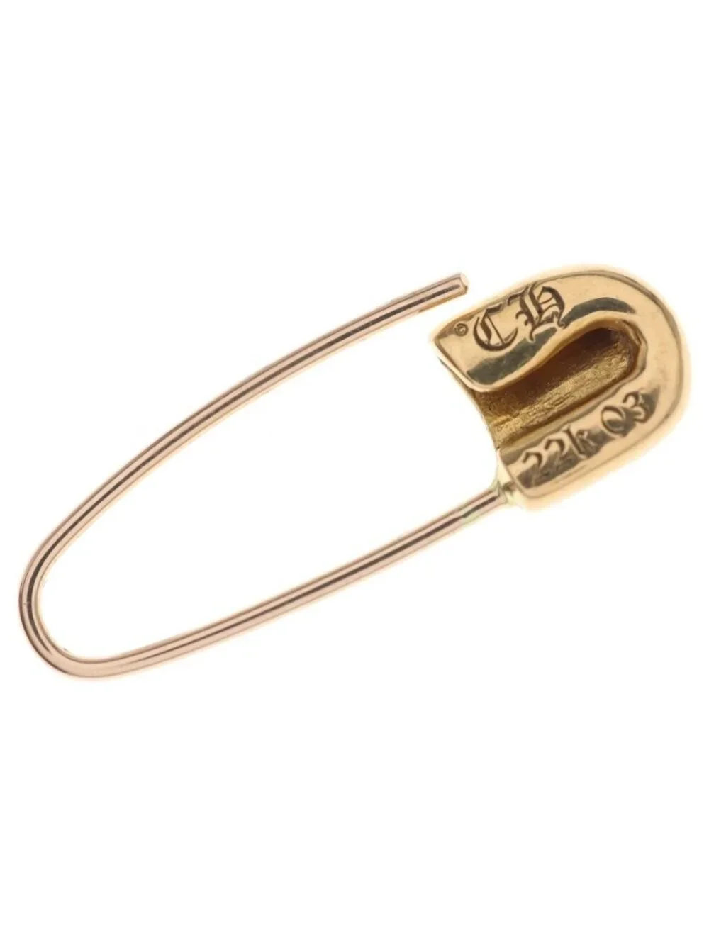 Chrome Hearts 22k ER Safety Pin Earrings Gold